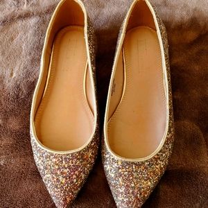 ASOS Gold/Multi Glitter Flats
